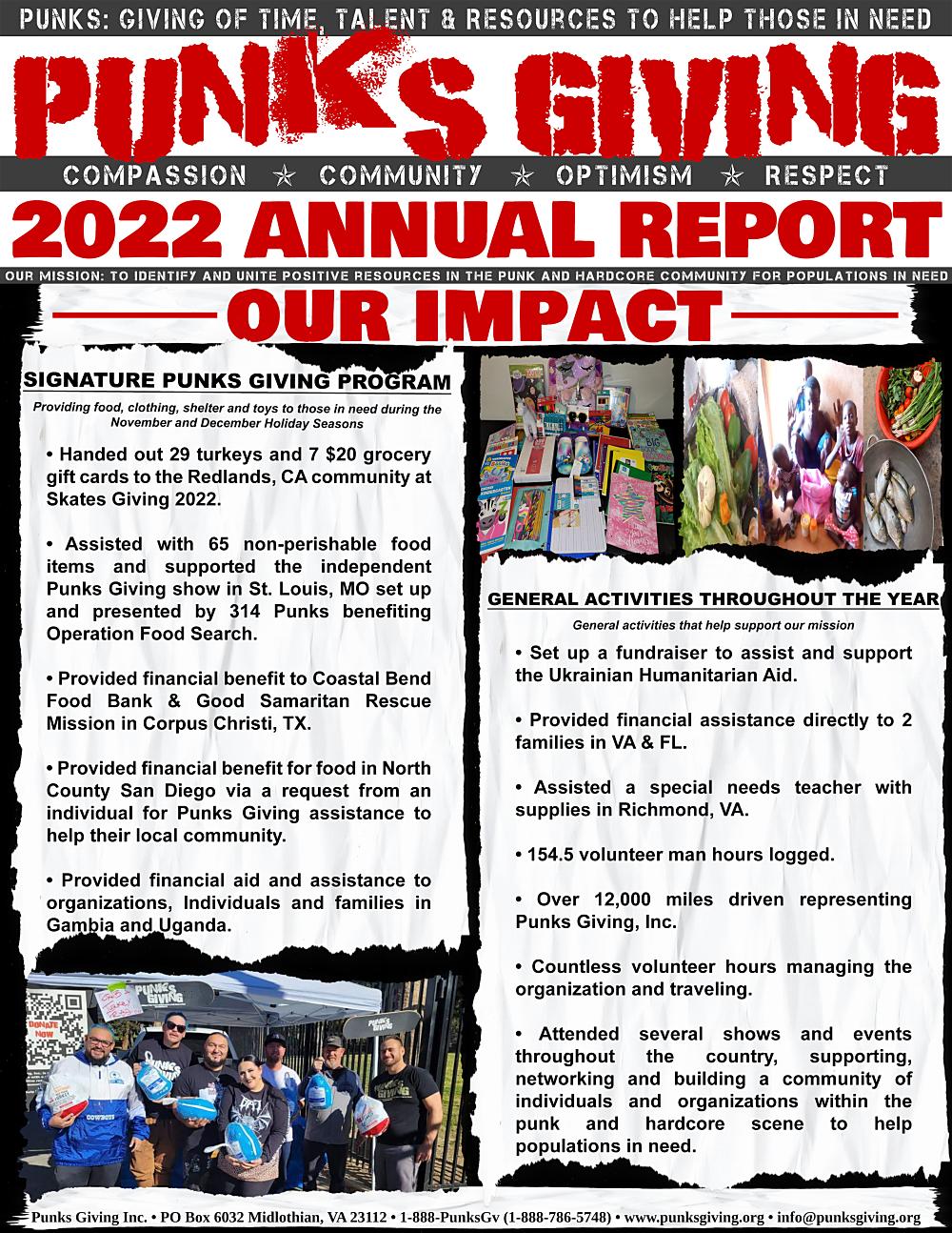 2022 Annual Report - Punks Giving - Our Impact